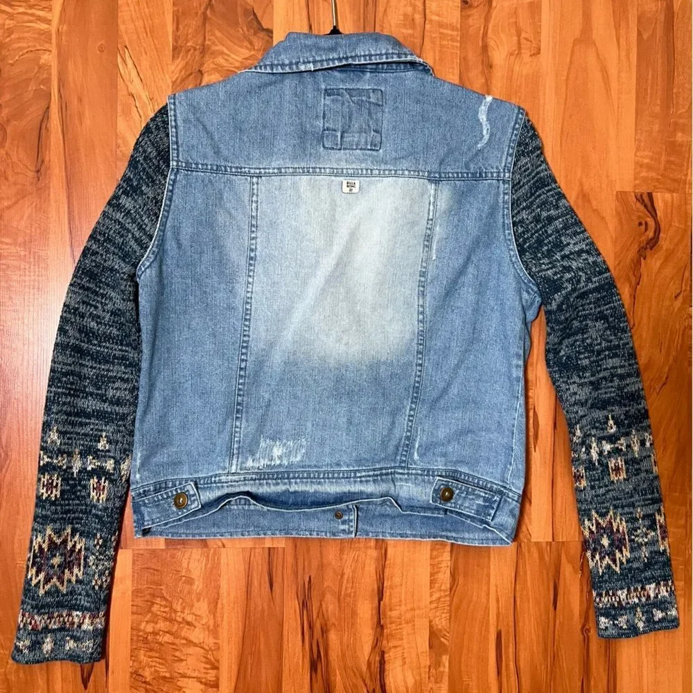 Billabong Jean jacket with sweater sleeves 💗 great used condition - Picture 2 of 7